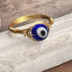 Gold wire wrapped Evil Eye Ring all sizes